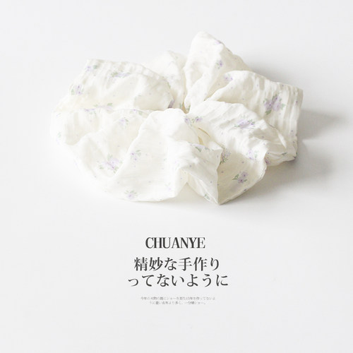 川野简约韩系白色碎花大肠发圈女
