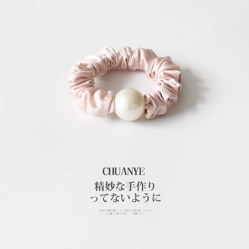 川野法式仿珍珠粉色小肠发圈