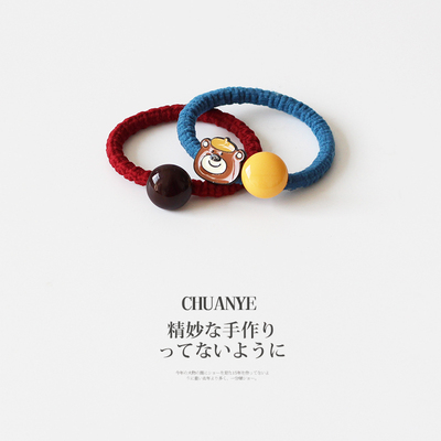 川野日韩卡通小熊珠子小皮筋