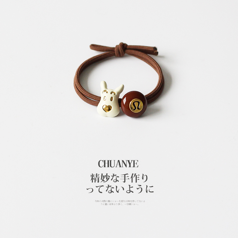 川野法式卡通小狗珠子小皮筋