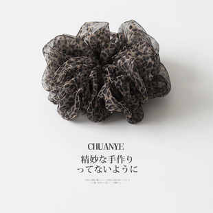 川野法式波点豹纹百搭大肠发圈个性发饰头饰高级感马尾发绳皮筋女