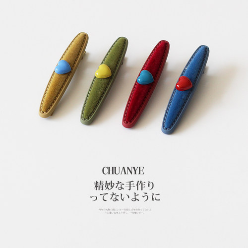 川野日韩秋冬植绒爱心发夹