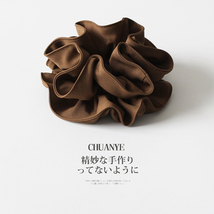 川野法式纯色缎面双层大肠发圈新款简约小众扎马尾的皮筋头饰发饰