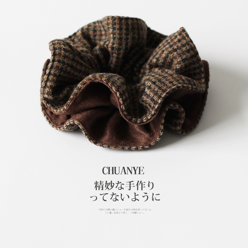 川野法式深绿色针织大肠发圈