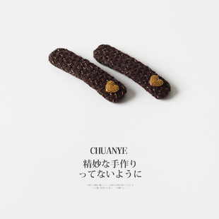 川野法式针织爱心椭圆长方形发夹女新款简约个性前额碎发卡子发饰