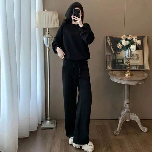 加绒加厚纯棉休闲运动套装女