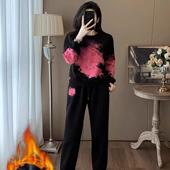 晨风逸休闲运动套装 两件套 女秋冬2025新款 扎染印花减龄卫衣卫裤