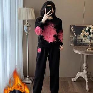 两件套 扎染印花减龄卫衣卫裤 晨风逸休闲运动套装 女秋冬2026新款