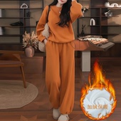 套装 秋冬新款 别致上衣阔腿休闲裤 休闲简约韩系百搭设计感时尚 时尚