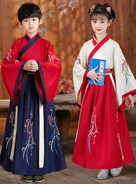 汉服男童儿童古装国学服中小学生三字经开笔礼弟子规中国风演出服