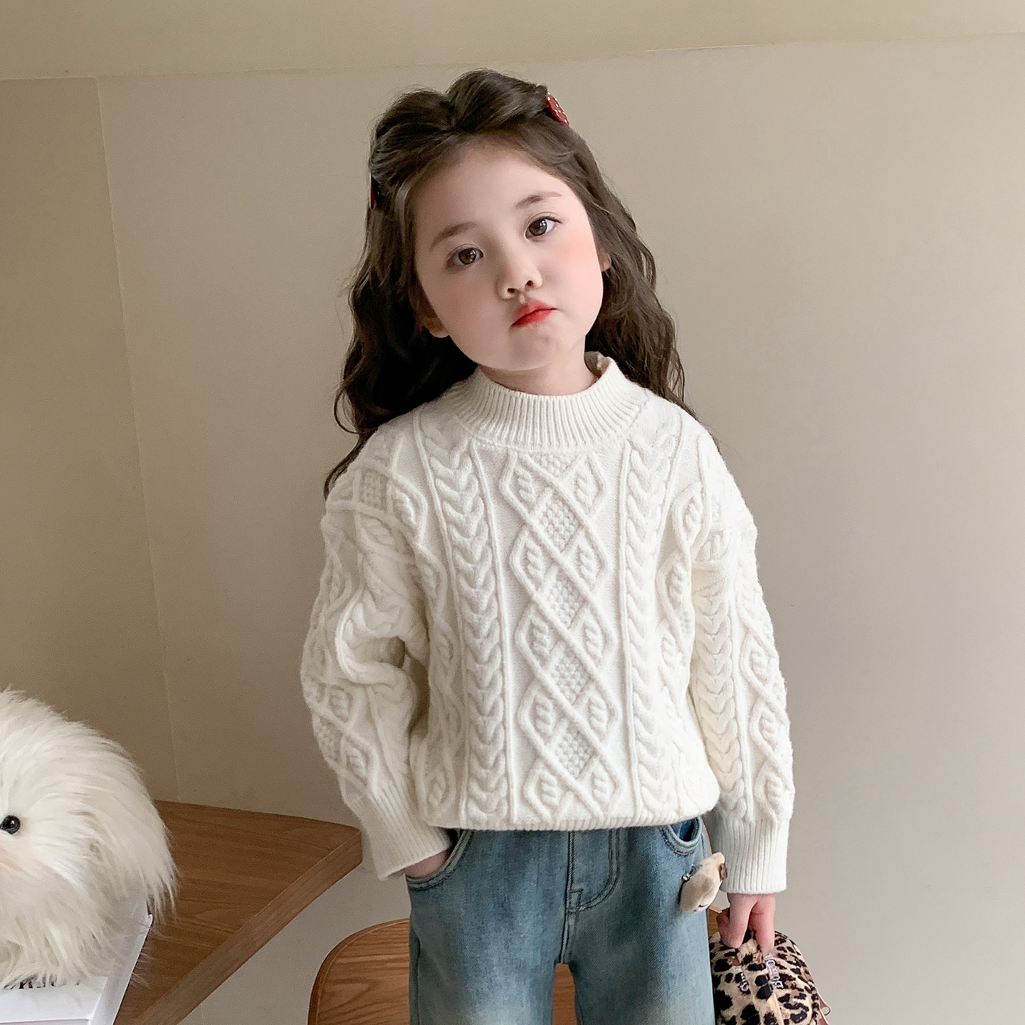 女童麻花毛衣秋冬新款加厚针织衫