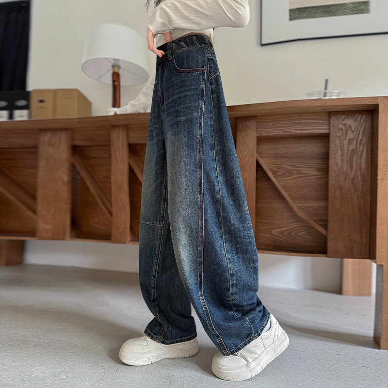 女童牛仔裤春秋儿童弯刀裤阔腿裤