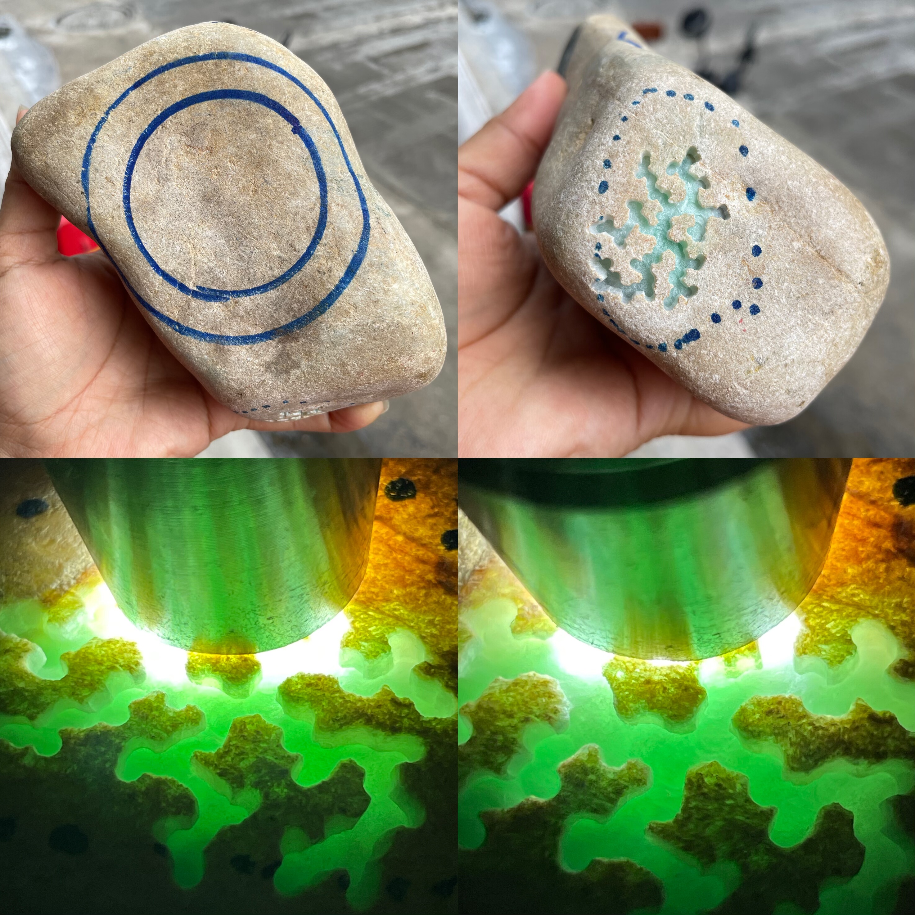 缅甸天然翡翠原石木那场口打灯透皮壳老油性好种老肉细