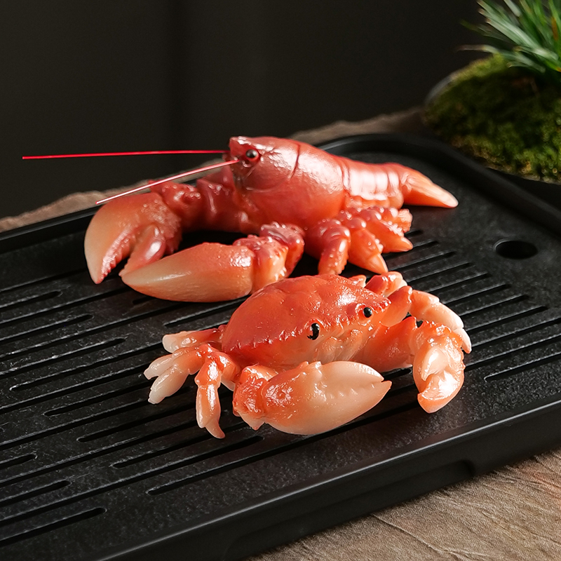 树脂变色茶宠摆件精品可养螃蟹龙虾摆件茶道可养茶玩茶台茶盘配件