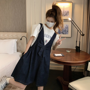 韩版小个子超火连体裙裤夏季2025新款盐系复古蝴蝶结设计感背带裤