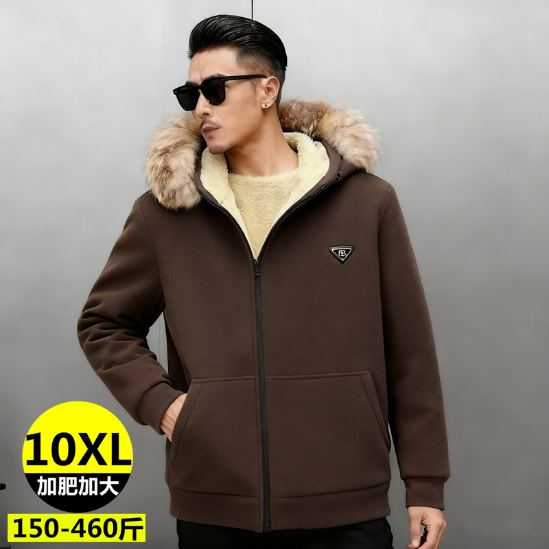 宽松型无领加肥加大保暖帽衫