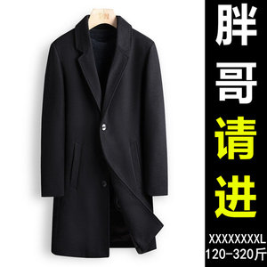 大衣加肥加大羊毛双面8XL羊绒毛呢中长款加厚风衣大胖子270斤外套