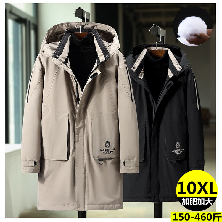 男士加肥加大码中长款棉服外套