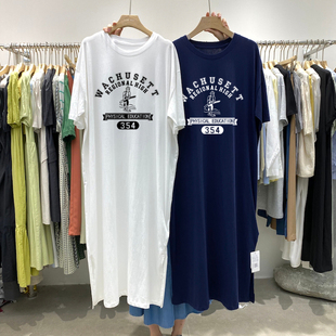 180斤夏季韩版宽松睡衣男士圆领印花睡袍一体式棉质外贸长款睡裙