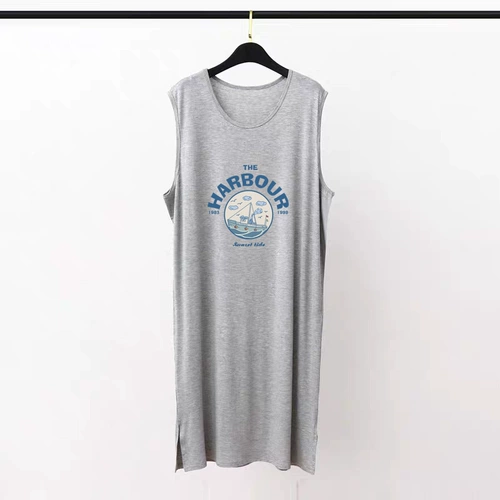 Мужской летний мультяшный длинный банный халат без рукавов, платье без рукавов, средней длины, оверсайз