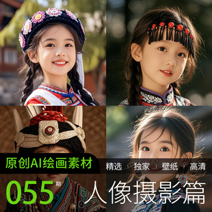 AI绘画写真人高清原创儿童艺术民族照相摄影素材图片手机电脑壁纸