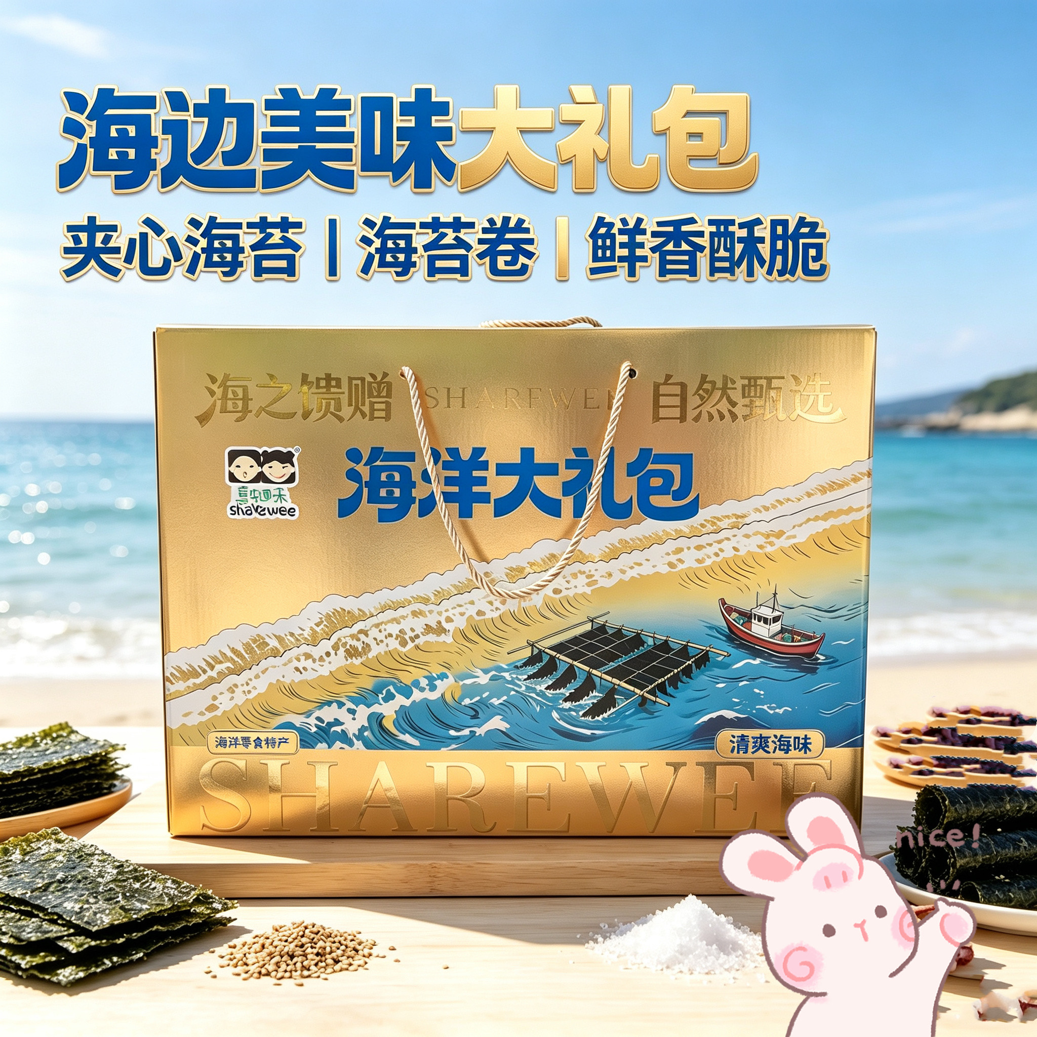 海洋大礼包拌饭海苔夹心海苔蛋卷海苔系列