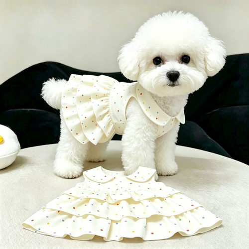 狗狗衣服春秋洋气可爱波点翻领蛋糕裙小型犬比熊泰迪西高地公主裙