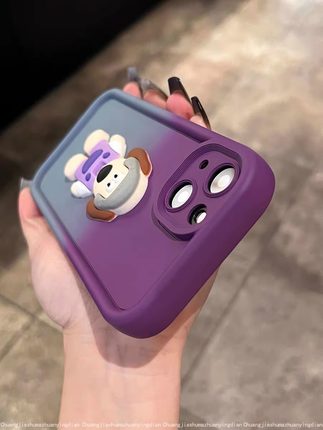 日韩ins渐变色可爱狗适用OPPO Reno8手机壳9/10pro+高级感5K/7/6女A9硅胶A58X/A93S/a56防摔A72软A11X全包R17