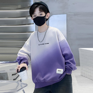 扎染印花学生酷帅潮帅气中大童秋季 秋装 上衣 男童卫衣长袖 天才鲸