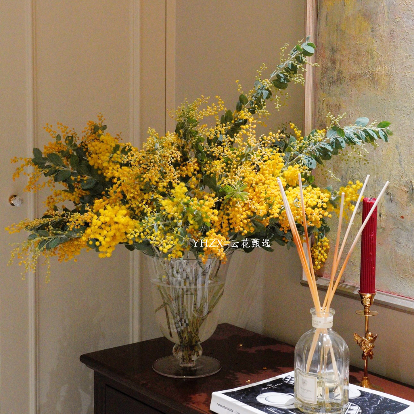 【云花甄选】少女松金合欢真的鲜花家居装饰水养瓶插观赏可做干花