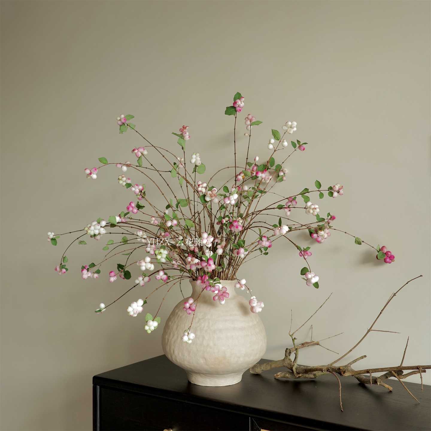 【云花甄选】粉色雪果鲜花真花新鲜采摘插花摆件客厅花瓶水养瓶插