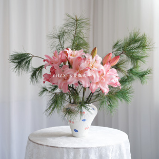 【云花甄选】西柚色重瓣百合鲜切花花瓶观赏家居客厅书房摆件真花