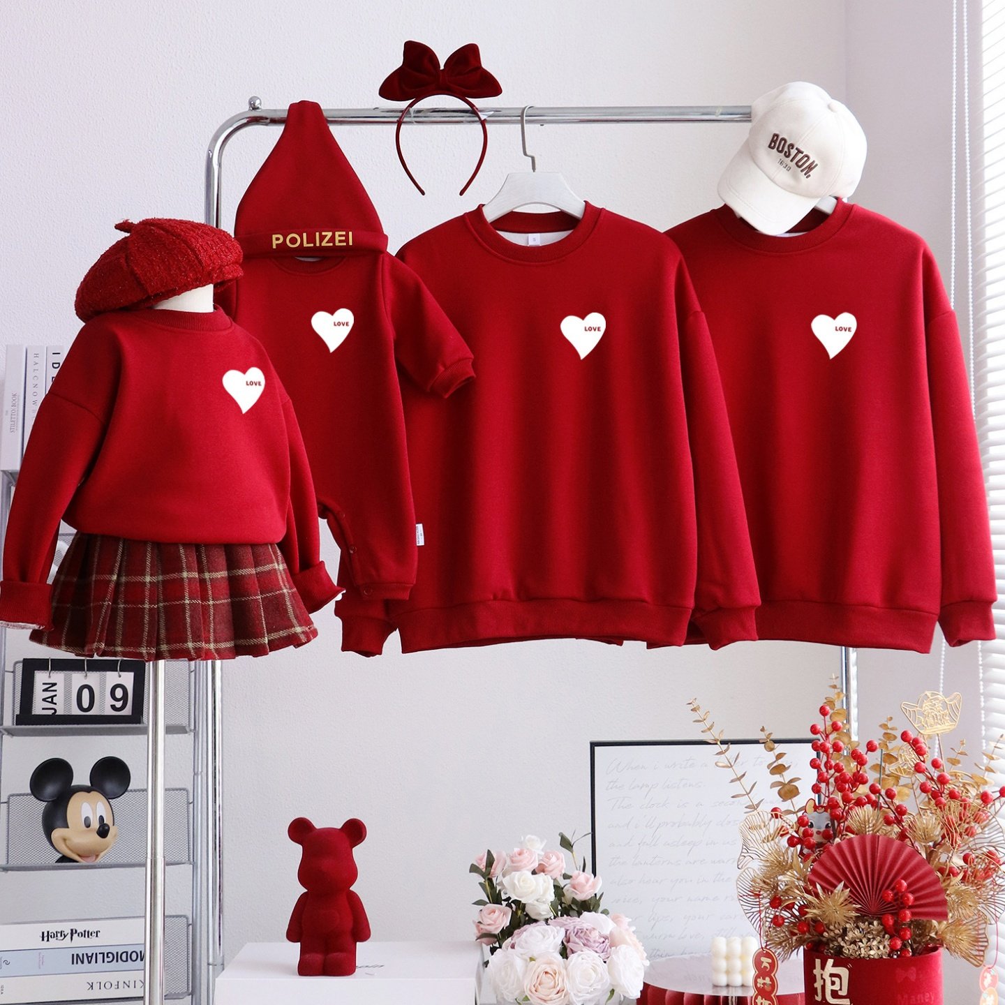 新款红色爱心亲子装卫衣韩系母女加绒长袖一家三四口过拜年爬服全,童装/婴儿装/亲子装,亲子装/亲子时装,淘宝优惠券,粉丝福利购,淘宝优惠卷