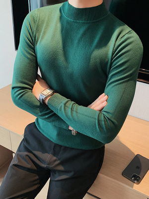 半高领包芯纱针织衫男高级感长袖