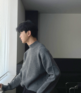 韩系轻奢风小高领针织衫文艺范男生修身包芯纱毛衣保暖打底羊毛衫