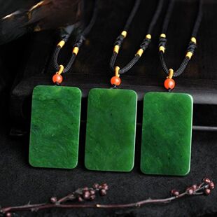 和田玉碧玉无事牌吊坠.天然碧玉无事牌挂件.新疆碧玉无事牌项链坠