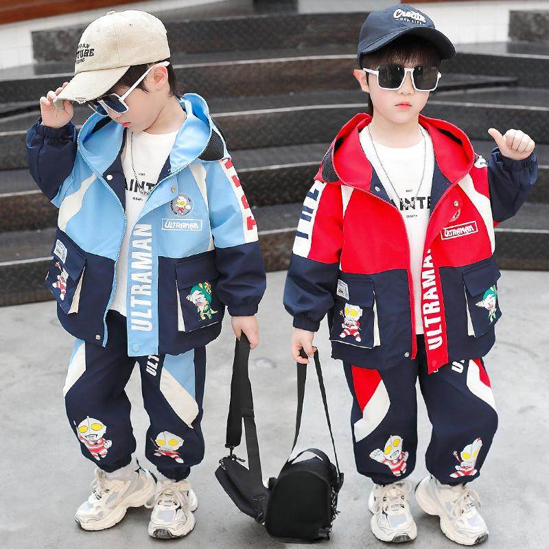 奥特曼衣服男童套装2025新款儿童冲锋衣春秋款男孩运动服两件套潮