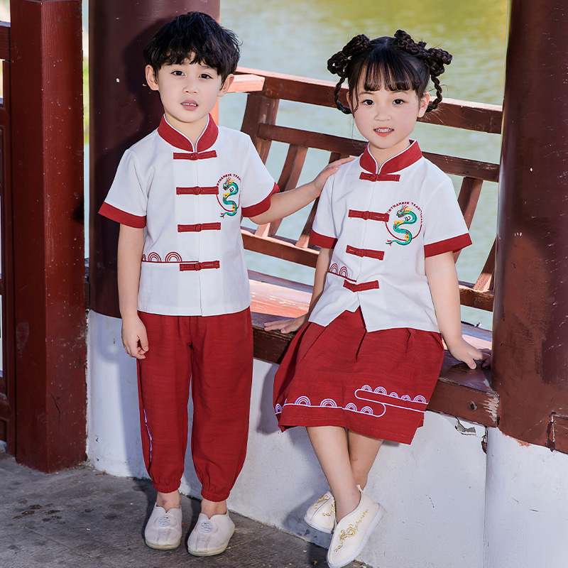 汉服女童夏装中国风儿童演出服小学生校服套装六一古装男童表演服