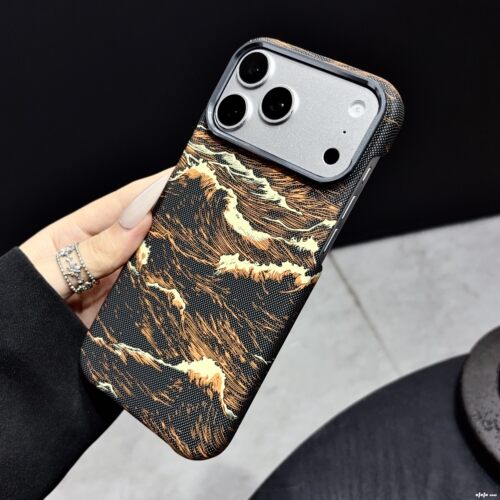 【凯夫拉纹浪花】适用苹果18promax手机壳新款肤感浮雕iphone17promax磁吸磨砂16pro防摔不包按键高级保护套
