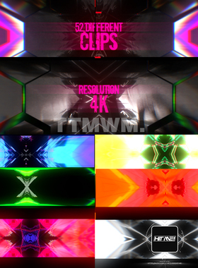 52个4K彩色频闪故障动态动感节奏舞台视频素材Distorted6无缝循环