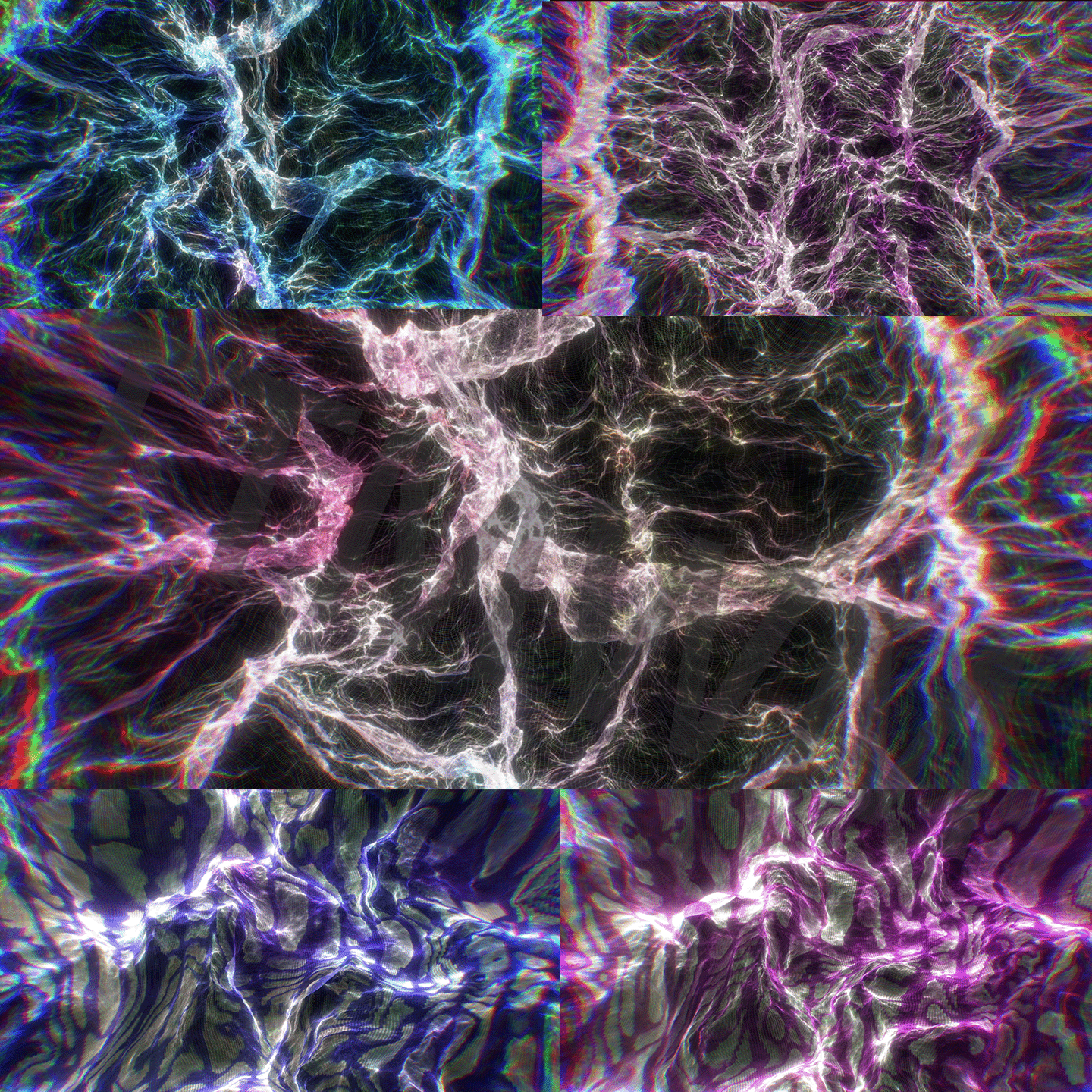 3个高清抽象彩色闪烁流动波纹动态舞台背景大屏动态 LOOP视频素材