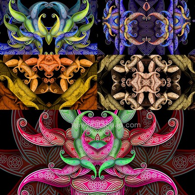 5个复古民族异域花卉花朵花纹彩色舞台背景视频素材循环loop pack