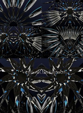 5个蓝黑色金属花朵科技外星循环动画视频素材VJloop舞台背景Alien