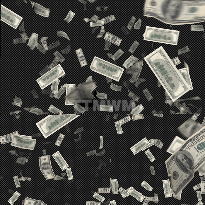 100美元钞票Money Raining 飞落动态动画视频素材透明图层vjloop