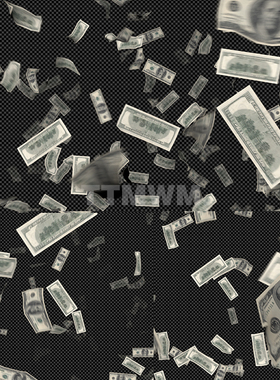 100美元钞票Money Raining 飞落动态动画视频素材透明图层vjloop
