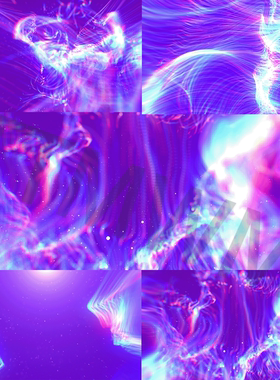 4个高清抽象紫色迷幻线条粒子动画动态舞台背景大屏动态视频素材