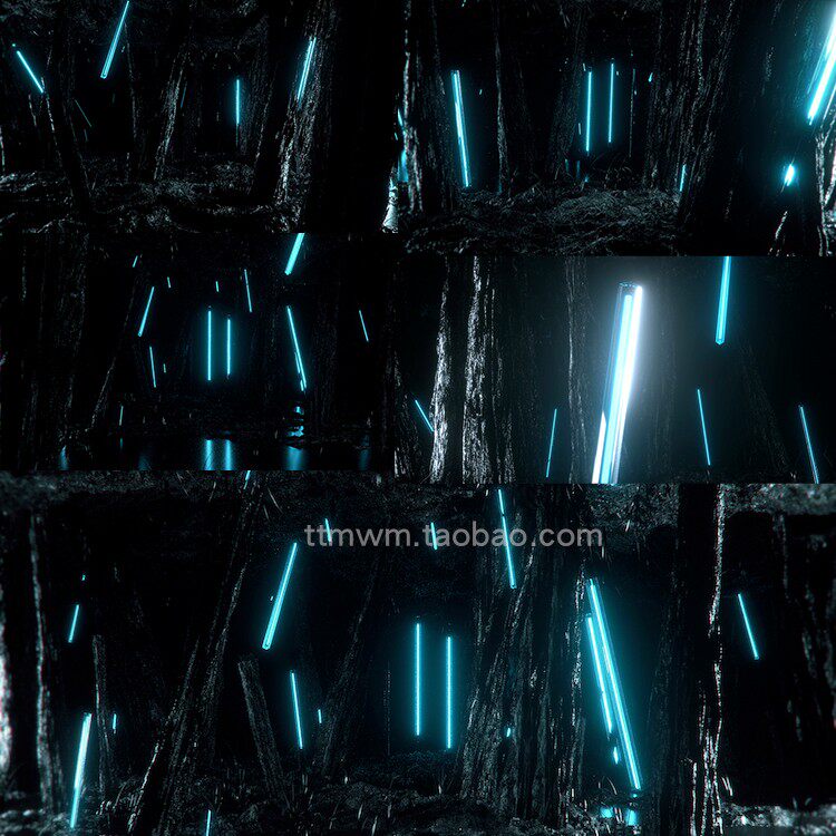 3个神秘森林霓虹灯管动感节奏舞台背景大屏动画视频素材循环loops