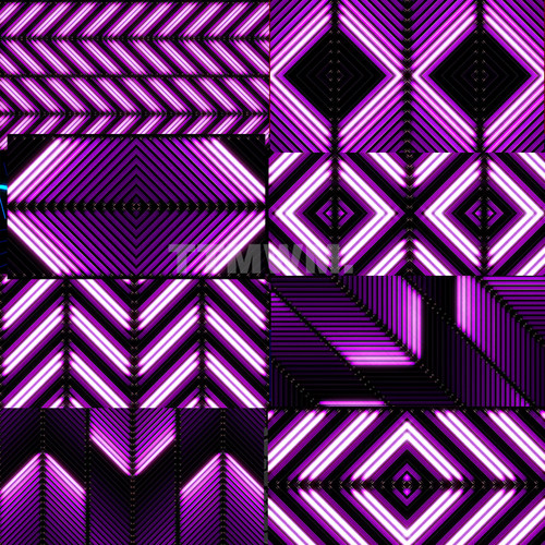 21个紫色霓虹灯管矩阵vjloops 视频素材舞台背景大屏幕neon light