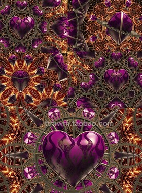 3个蒸汽朋克齿轮哥特紫色心脏舞台背景大屏动画视频素材循环loops