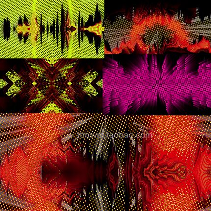 4个彩色wave变形波形动感电子EDM节奏循环动画舞台视频素材VJloop